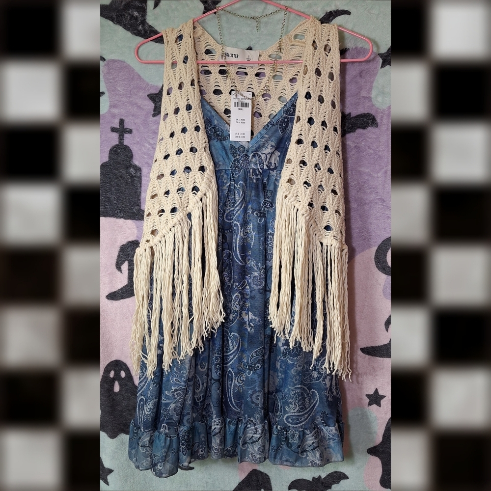 Crochet Vest - Boho Hippie - Cotton NWT